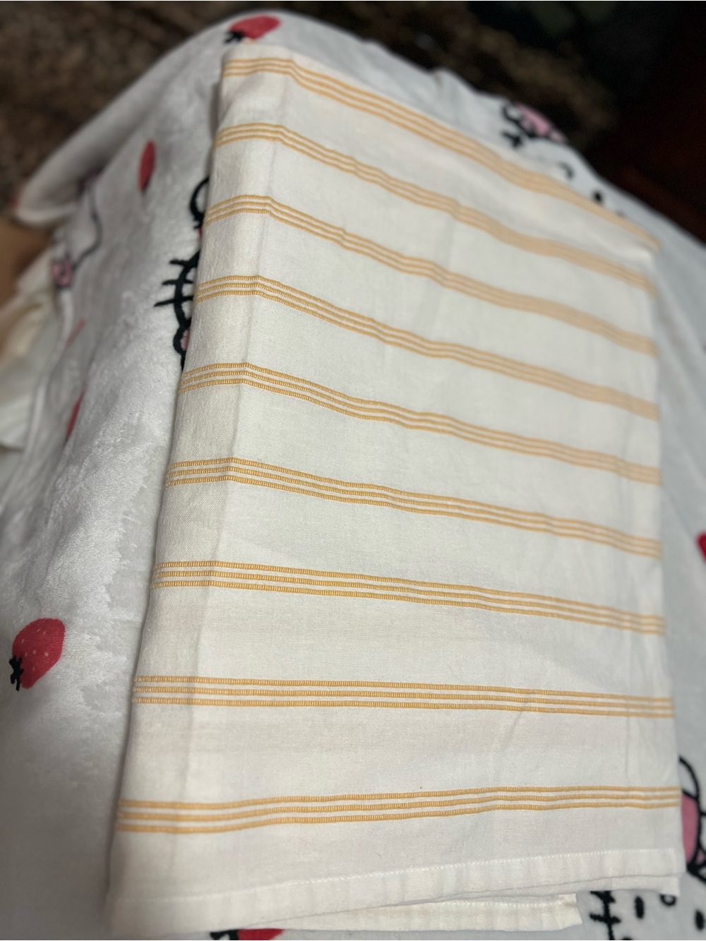 Threshold Cream Table Cloth with Yellow Stripes